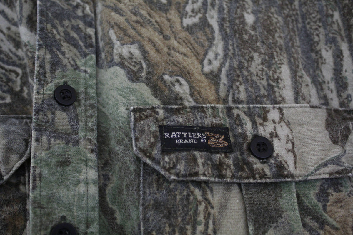 Vintage Rattlers Brand Mens M Camo Heavy Chamois Hunting Shirt USA MADE  Realtree