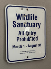 Load image into Gallery viewer, U.S. Department of Interior Wildlife Sanctuary Metal Sign (11”x14”)