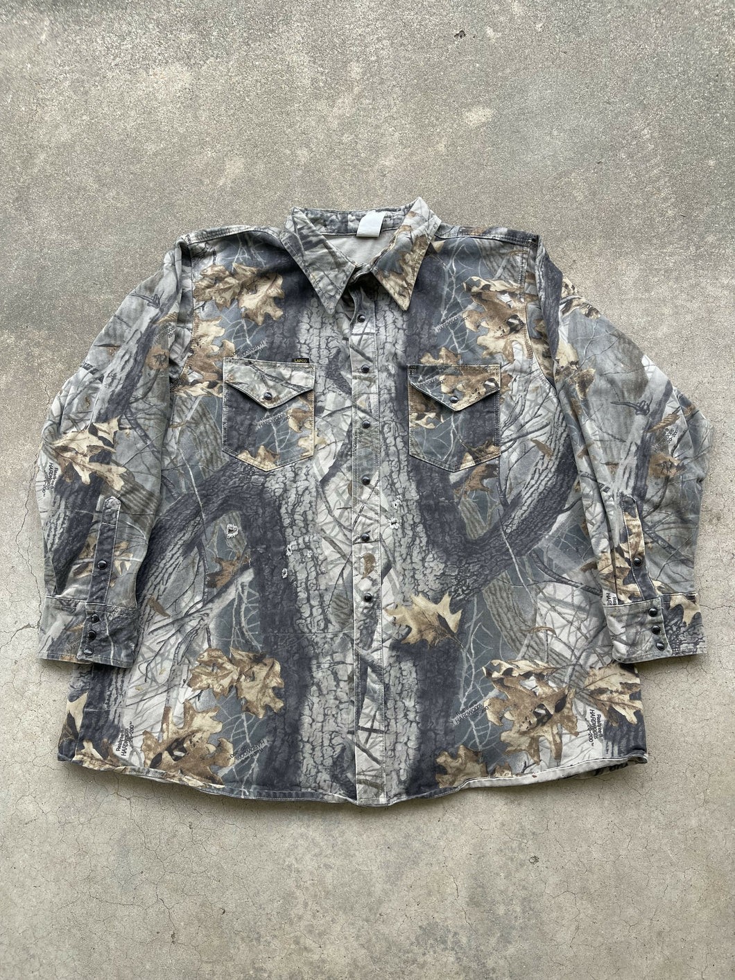 Vintage Lapco Realtree Hardwoods Camo Button-Up Chamios (XXL)