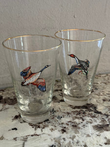 Gold Rimmed Canadian Goose & Pintail Pint Glasses