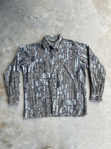 Vintage Treebark Camo Button-Up Shirt(XL)
