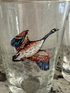 Gold Rimmed Canadian Goose & Pintail Pint Glasses