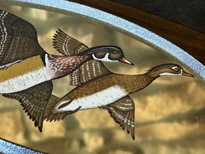 Bronzed Etched Glass Wood Duck Art (14.5”x7.5”)