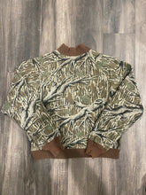 Load image into Gallery viewer, Vintage Mossy Oak Treestand Camo Chamois Bomber Jacket (XL)