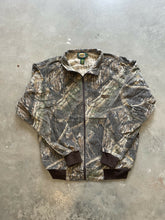 Load image into Gallery viewer, Vintage Cabela’s Mossy Oak Shadow Branch Camo Bomber Jacket (L)