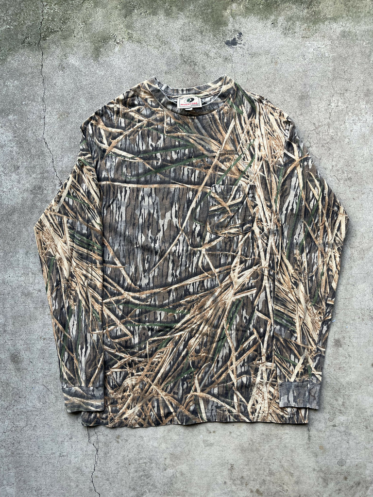 Chemise Vintage Mossy Oak Explorer - Homme Taille L - Camouflage Vert - Manches Longues - Années 90