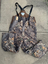 Load image into Gallery viewer, 00’s Columbia Omni Tech Mossy Oak Breakup Bibs (XL)