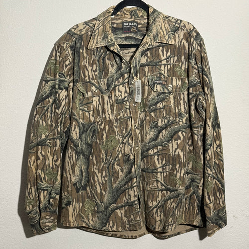 90’s Rattler’s Mossy Oak Treestand Chamois Shirt (XL) 🇺🇸