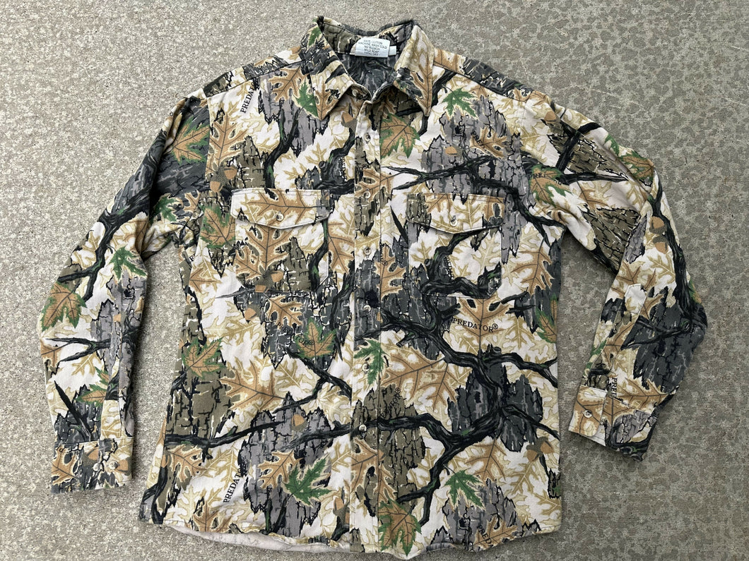 Vintage Predator Camouflage Button Up Long Sleeve Size LARGE ( L )