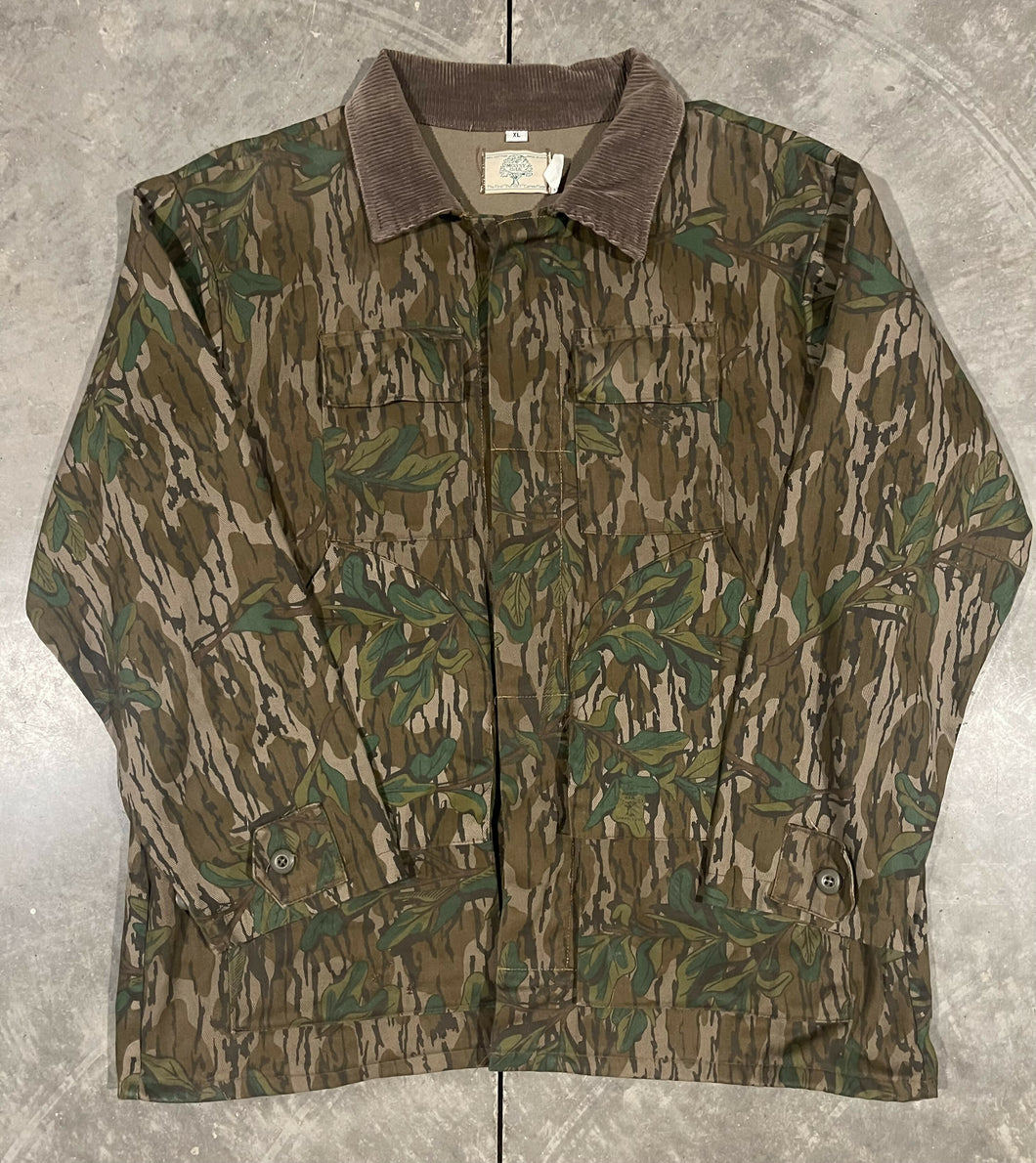 80’s Mossy Oak Greenleaf Gray Corduroy Collar Jacket (XL) 🇺🇸