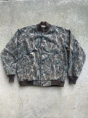 Vintage MossyOak Brand Treestand Camo Bomber (M/L)