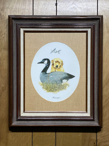 Remington Canadian Goose Decoy Yellow Lab Matted Framed Print (15.5”x19”)