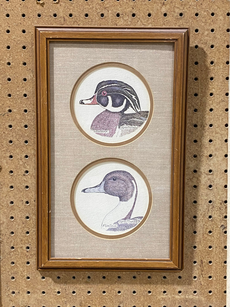 Pair Of Wildlife Lithograph vintage art print mallard ducks Gene Murray shops numbered