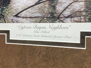 ‘16 “Cypress Bayou Neighbors” Arkansas Ducks Unlimited Sponsor Print Signed by Glenn Pollard (35.5”x30”)