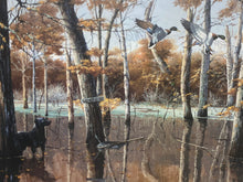 Load image into Gallery viewer, 1992 Arkansas Ducks Unlimited Sponsor Print “Overflow at Bayou Meto” by Phillip Crowe (31.25”x24.5”)