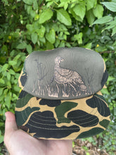 Load image into Gallery viewer, 80’s Longbeard Turkey Duck Camo SnapBack Hat