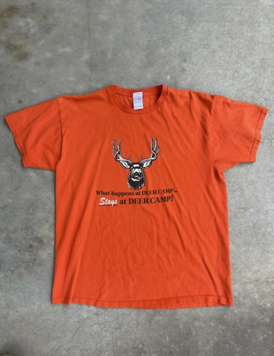 ‘00s What Happens at Deer Camp Stays T-Shirt (XL)