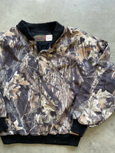 Load image into Gallery viewer, Vintage Mossy Oak Breakup Camo Bomber Jacket (XL)
