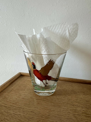 Double Rocks Bar Glass Hazel Atlas Pheasant 22k gold rim