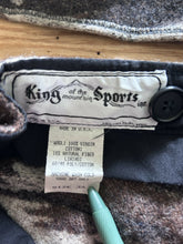 Load image into Gallery viewer, King of the mountain vintage wool blowdown camo hunting pants, lined jacket and hats LOT Beavertail frontier coat omnitherm with 36x30 bunwarmer pants men’s extra large desert woodland camo made in USA Jackson hole Wyoming
