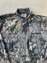 Load image into Gallery viewer, Vintage Mossy Oak Gen 1 Breakup Camo “Remington Racing” Strap Shirt (2XL)
