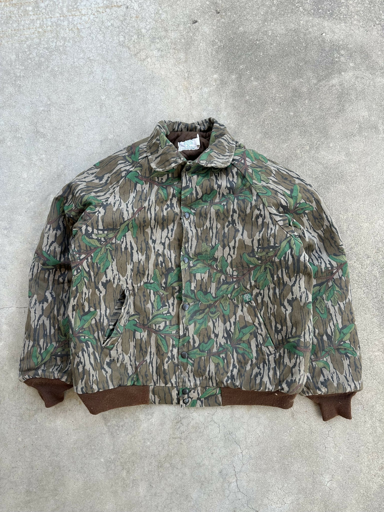 Vintage Mossy Oak GreenLeaf Collared Insulated Bomber Jacket (M/L)