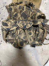 Load image into Gallery viewer, Vintage waxed canvas Cabelas duck camo back pack