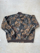 Load image into Gallery viewer, Vintage Mossy Oak Fall Foliage Camo Bomber Jacket (XL)