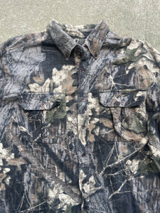 90’s Ozark Trail Mossy Oak Break Up Camo Button-Up Chamois Shirt (M/L)