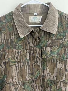 80’s Mossy Oak Greenleaf Gray Corduroy Collar Jacket (XL) 🇺🇸