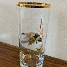 Load image into Gallery viewer, Vintage Ned Smith 22k Gold Rim Waterfowl Highball Barware Drinking Glasses Set of 4