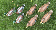 Load image into Gallery viewer, Lot Of 7 1946 Victor Veri-Lite Mallard Duck Decoy ANIMAL TRAP CO PAPER MACHE