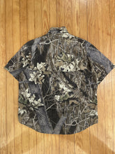 Load image into Gallery viewer, Vintage MossyOak Breakup Camo Short Sleeve Shooting Shirt (XL)