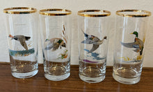 Load image into Gallery viewer, Vintage Ned Smith 22k Gold Rim Waterfowl Highball Barware Drinking Glasses Set of 4