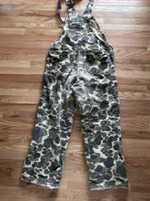 Load image into Gallery viewer, Vintage Carhartt insulated lined overalls bibs vintage duck hunting camo made in USA men’s size 36x30 Union made