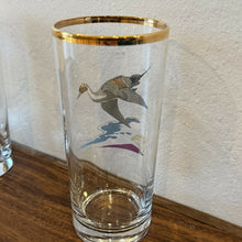 Load image into Gallery viewer, Vintage Ned Smith 22k Gold Rim Waterfowl Highball Barware Drinking Glasses Set of 4