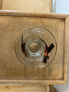 Double Rocks Bar Glass Hazel Atlas Pheasant 22k gold rim