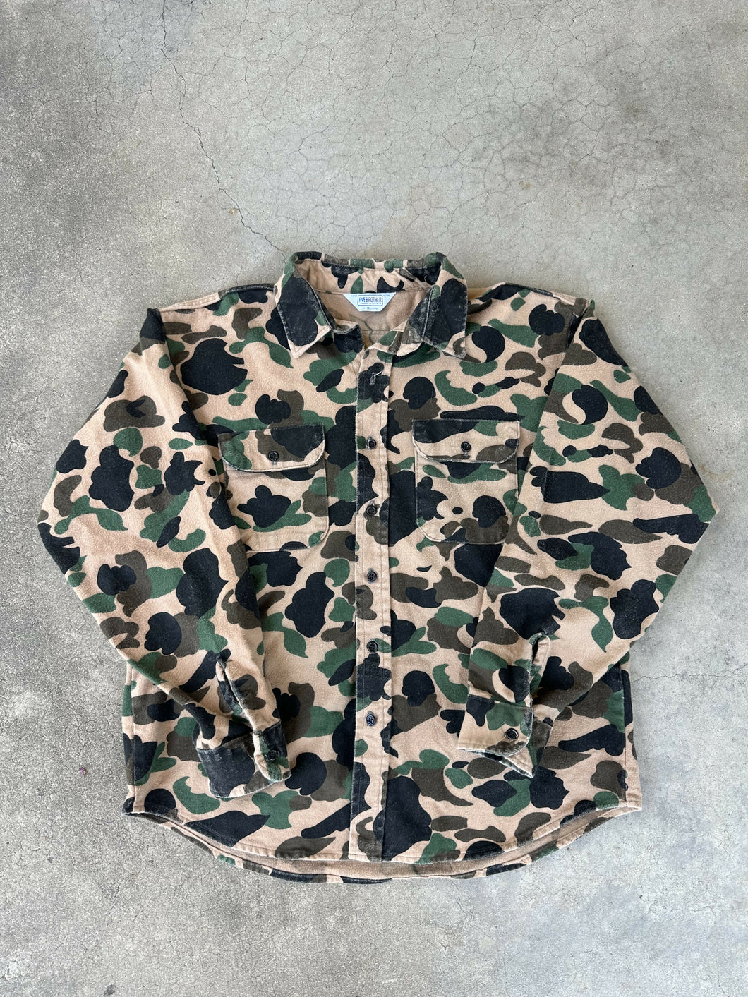 90's Five Brother Duck Camo Chamois Button Up Shirt (L/XL
