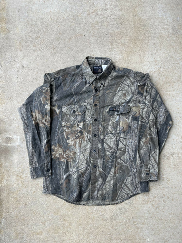 Vintage Rattlers Brand Realtree Hardwoods Camo Button-Up (L)