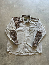 Load image into Gallery viewer, Vintage Scottish Greys Mossy Oak Treestand Camo Button Up Shirt (L)