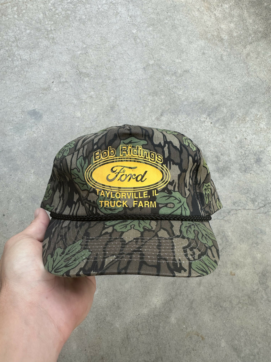 Vintage Ford Truck Farm Camo Rope Hat