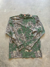 Load image into Gallery viewer, Vintage Mossy Oak Shadow Leaf Camo Mock Neck Shirt (L)