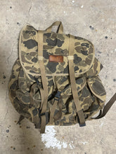 Load image into Gallery viewer, Vintage waxed canvas Cabelas duck camo back pack