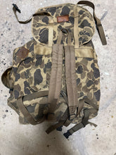 Load image into Gallery viewer, Vintage waxed canvas Cabelas duck camo back pack
