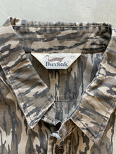 Load image into Gallery viewer, Vintage Duxbak Mossy Oak Bottomland Camo Short Sleeve Button Up Shirt (2XL)