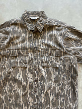 Load image into Gallery viewer, Vintage Duxbak Mossy Oak Bottomland Camo Short Sleeve Button Up Shirt (2XL)