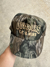 Load image into Gallery viewer, Vintage TK &amp; Mike Outdoors Treestand Camo Autographed Snapback