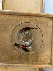 Double Rocks Bar Glass Hazel Atlas Pheasant 22k gold rim