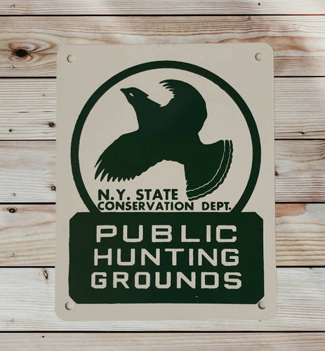 NY State Conservation Dept Public Hunting Grounds Sign