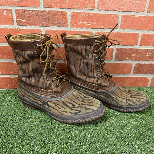 Vintage Mossy Oak Bottomland Camo Lacrosse Boots Size 14 Made in USA 🇺🇸